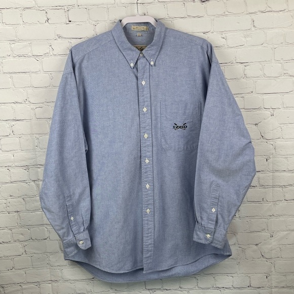 Izod Other - Vintage IZOD Golf Button Down Oxford Shirt Men’s LARGE Blue Long Sleeve Logo
